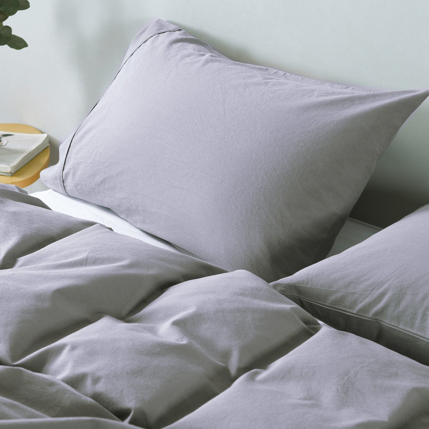 Royal Comfort Vintage Washed 100 % Cotton Quilt Cover Set Double - Grey
