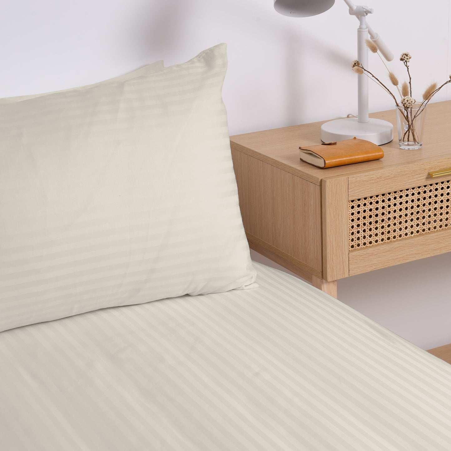 KENSINGTON 1200TC COTTON SHEET SET IN STRIPE-QUEEN - SAND