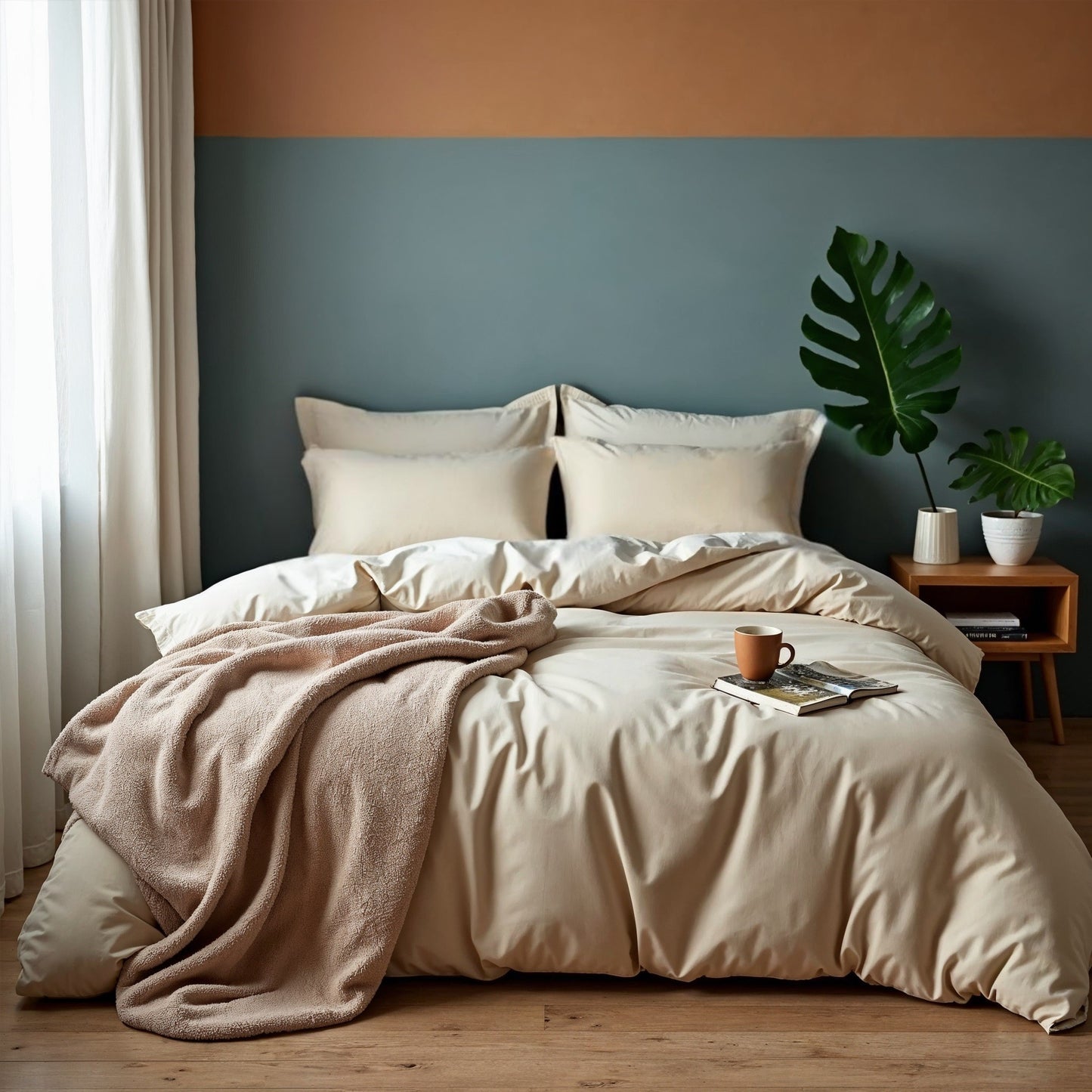 Royal Comfort 1000TC Cotton Blend Quilt Cover Sets King - Pebble