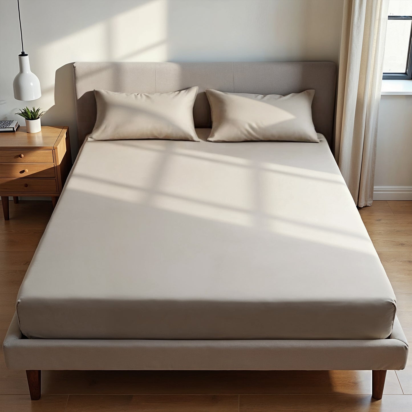 Royal Comfort 1500TC Cotton Rich Fitted sheet 3 PC Set Double-Stone