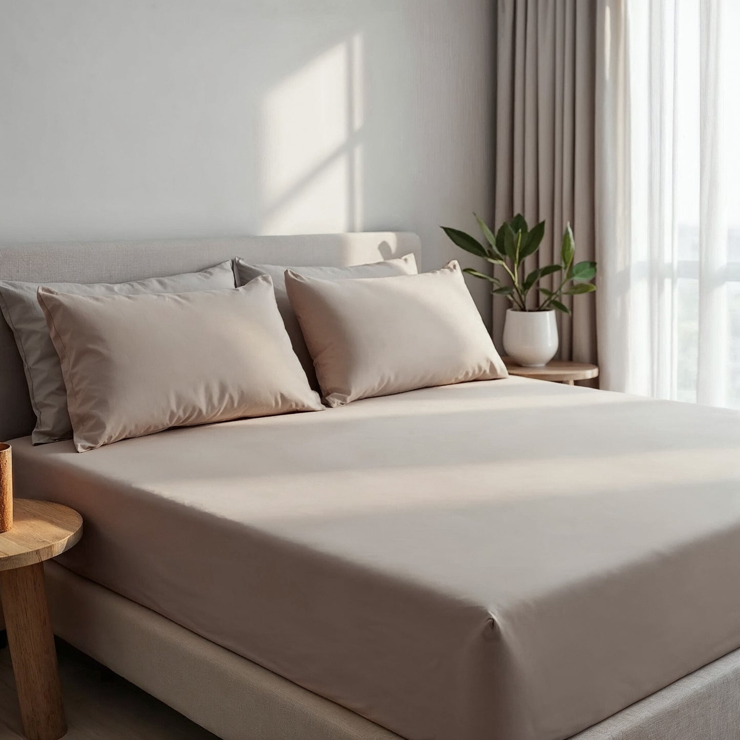Royal Comfort 1500TC Cotton Rich Fitted sheet 3 PC Set Double-Stone