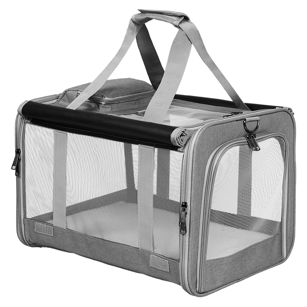 Pawz 3 in 1 Pet Soft Crate Dog Cat Carrier M Size Grey-1942353704179077128