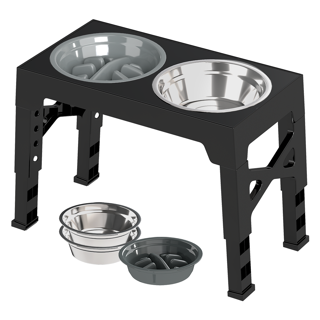 PaWz Elevated Dog Bowls 2 Stainless Steel Bowls and 1 Slow Feeder Bowl-1938089883646169096