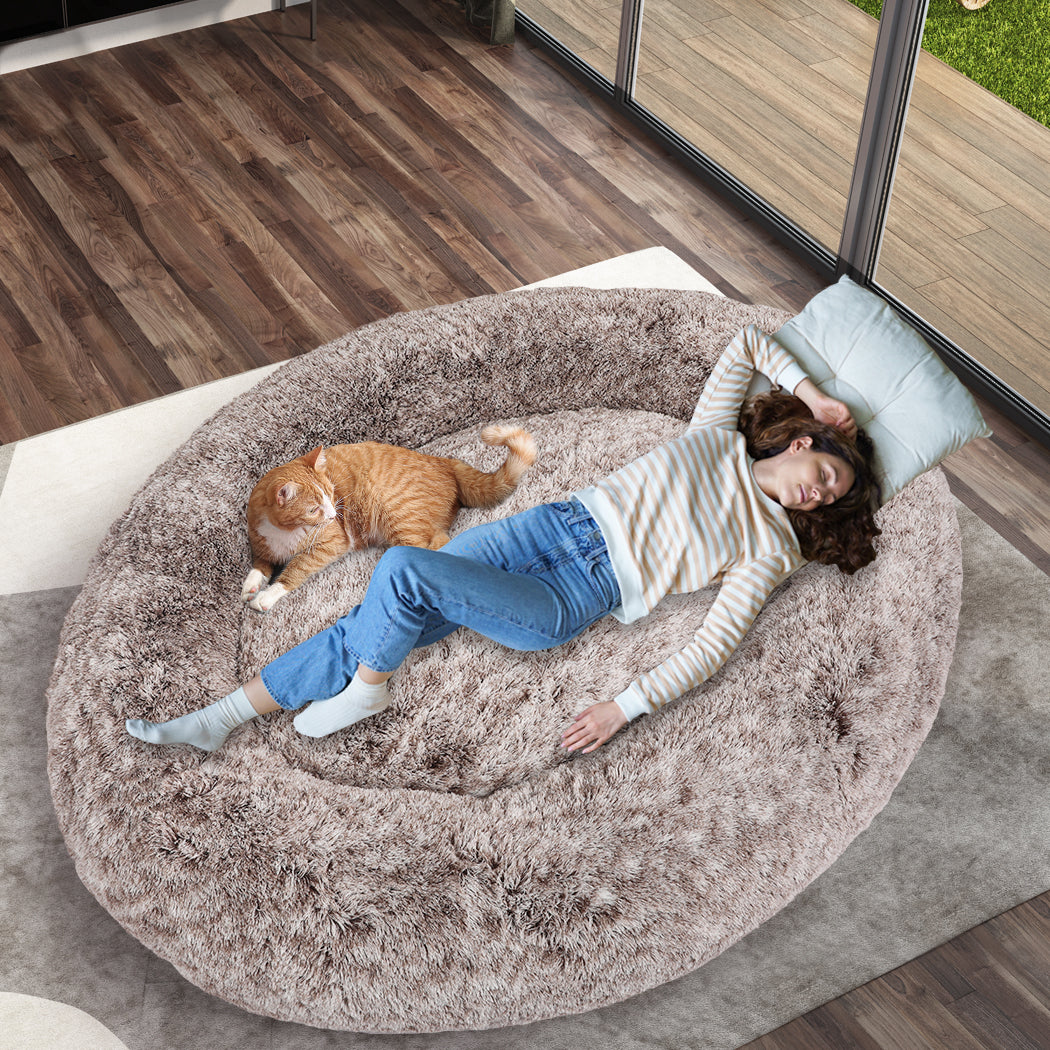 TheNapBed 1.8m Human Size Pet Bed Fluffy Brown-1942352749924585479