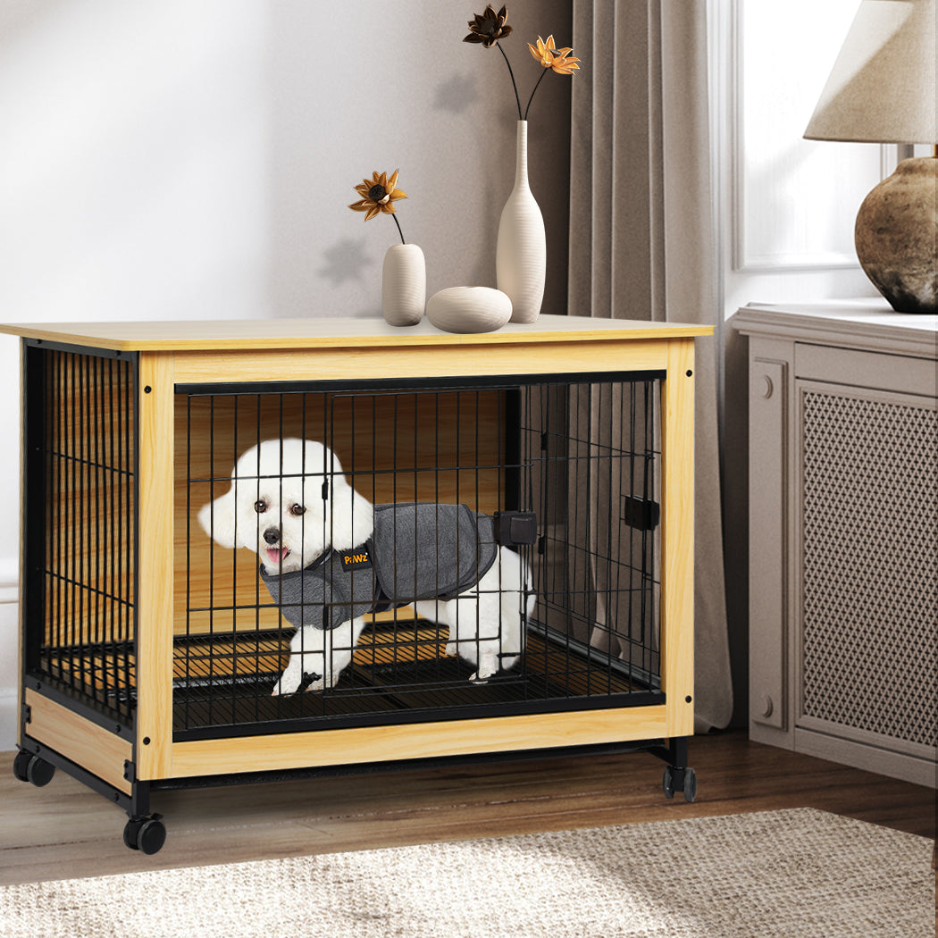 PaWz Wooden Wire Dog Kennel Side End M Medium-1942352752487305222