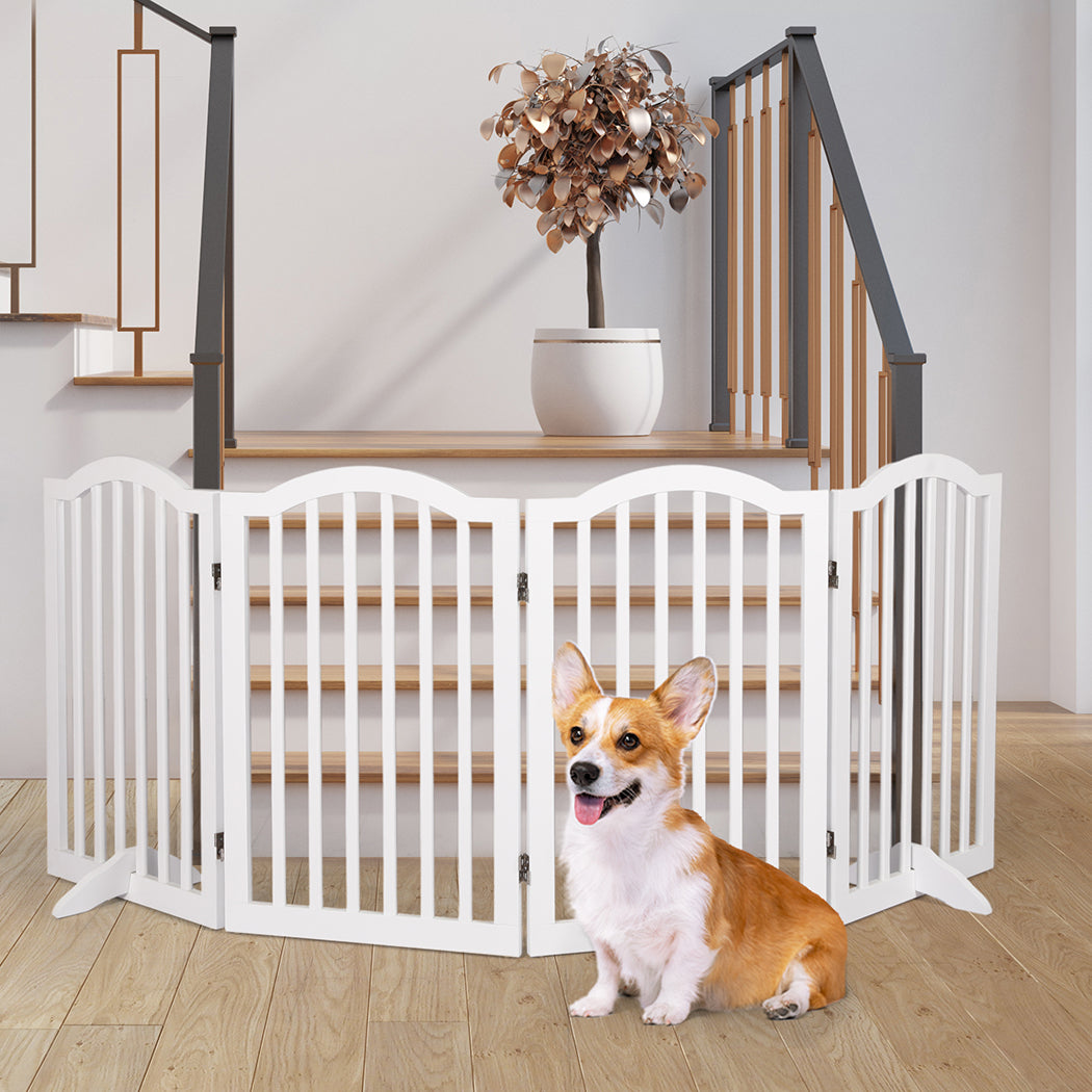 PaWz Wooden Pet Gate Dog Fence Safety White-1942352743779930118
