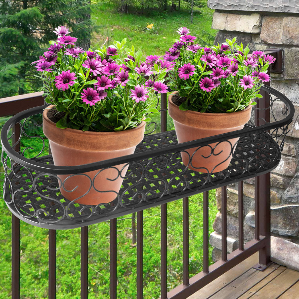 Levede Plant Stand Outdoor Indoor Home Black Oval