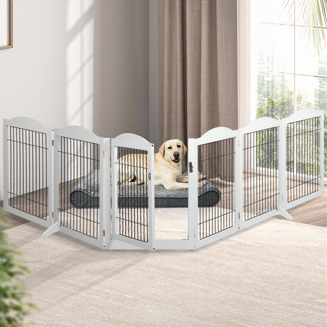 PaWz 6 Panels Pet Dog Playpen Puppy White-1942352754211164166