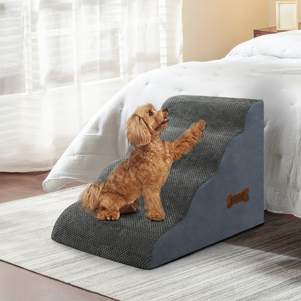 Pawz 4 Steps Pet Stairs Dog Ramp High Density Foam Grey-1942353718741700614