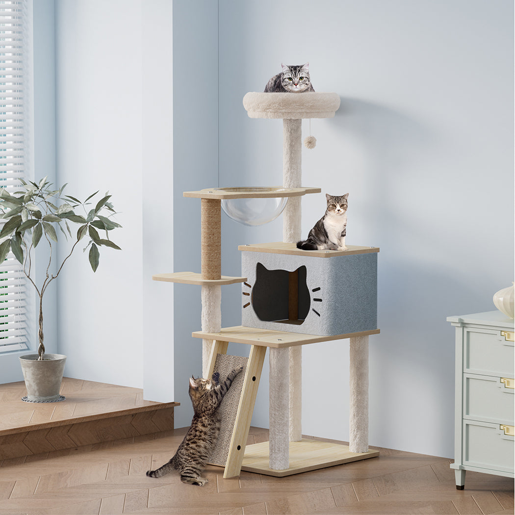 Pawz Cat Tree Tower Scratcher Wood Condo House 120cm-1942353719345680390