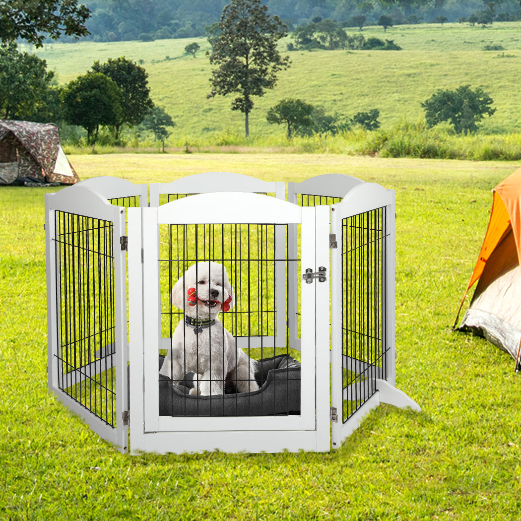 PaWz 6 Panels Pet Dog Playpen Puppy White-1942352754211164167