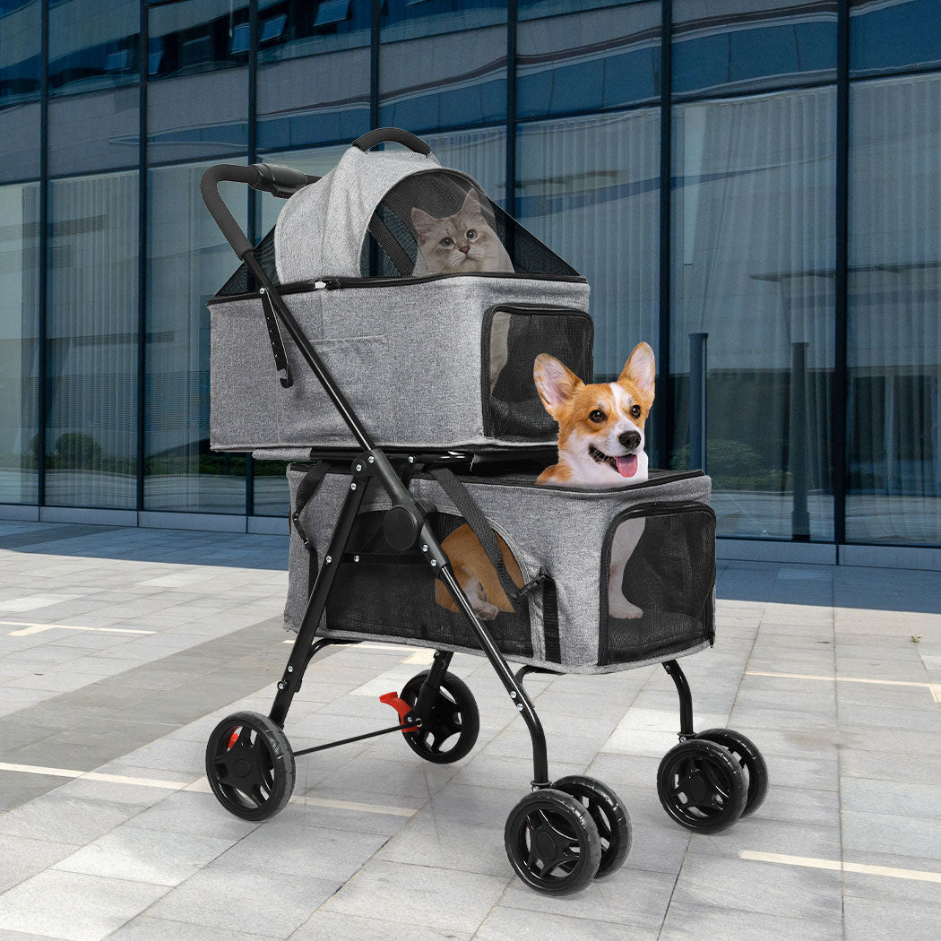 PaWz Two-tier Pet Stroller Double Dog-1942352822196637703