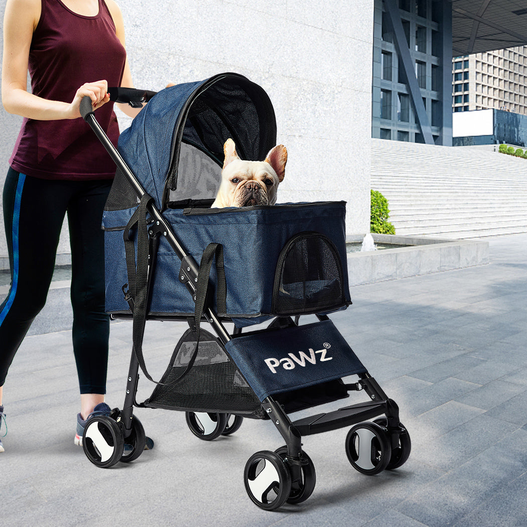 PaWz Large Pet Stroller Dog Cat Carrier Blue-1942352820661522439