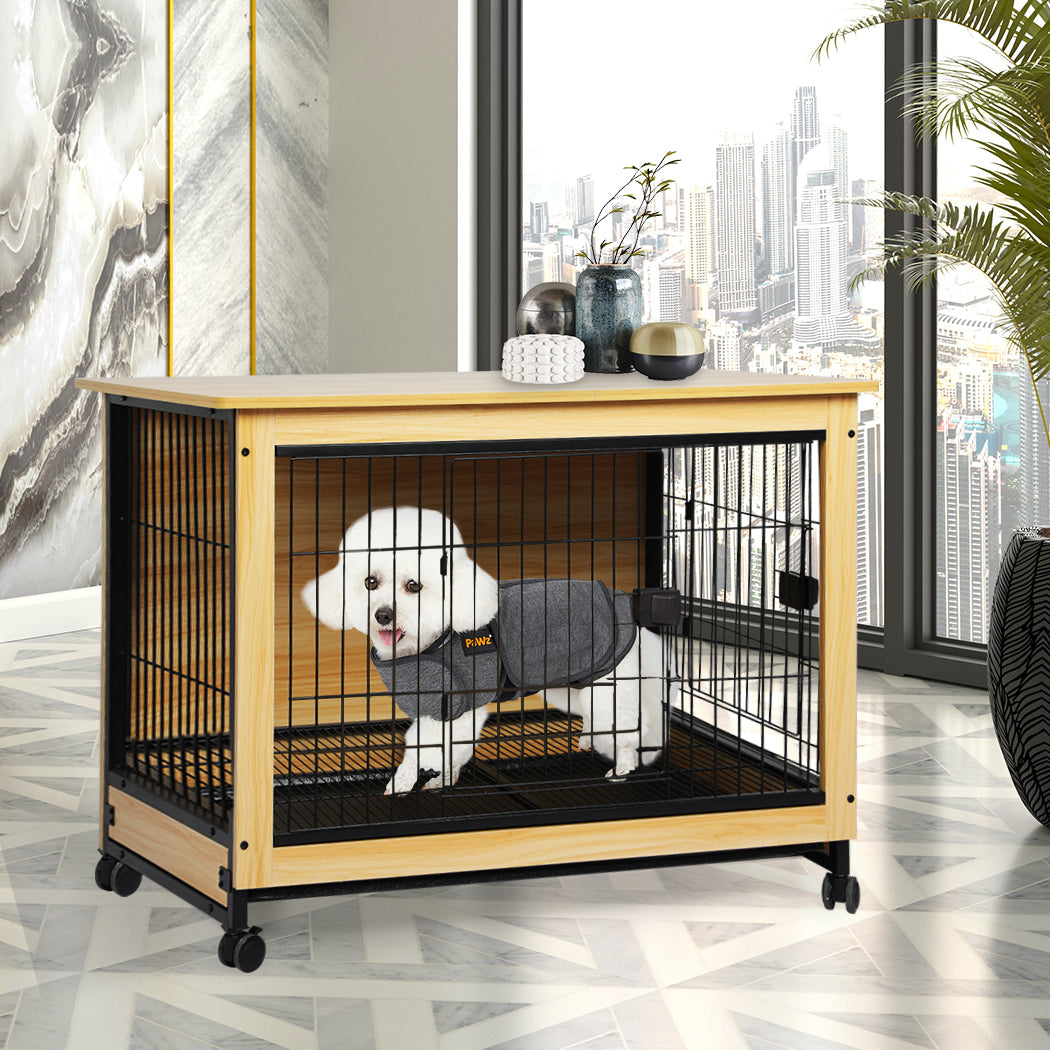 PaWz Wooden Wire Dog Kennel Side End M Medium-1942352752487305223