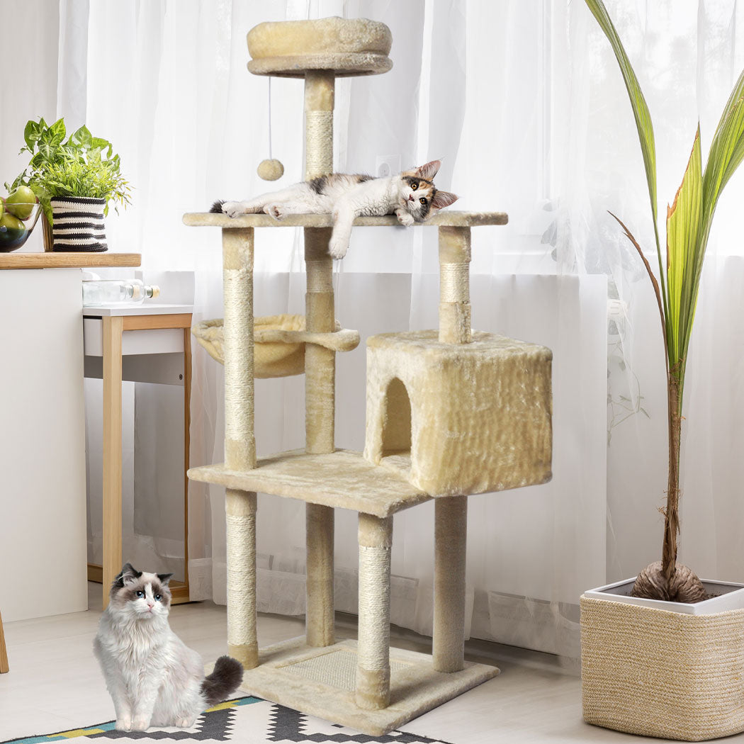 PaWz Cat Tree Toy Scratching Post Scratcher Beige-1942353259381526535