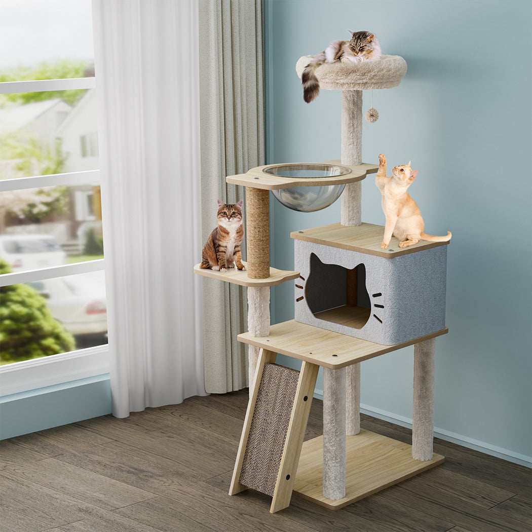 Pawz Cat Tree Tower Scratcher Wood Condo House 120cm-1942353719345680391