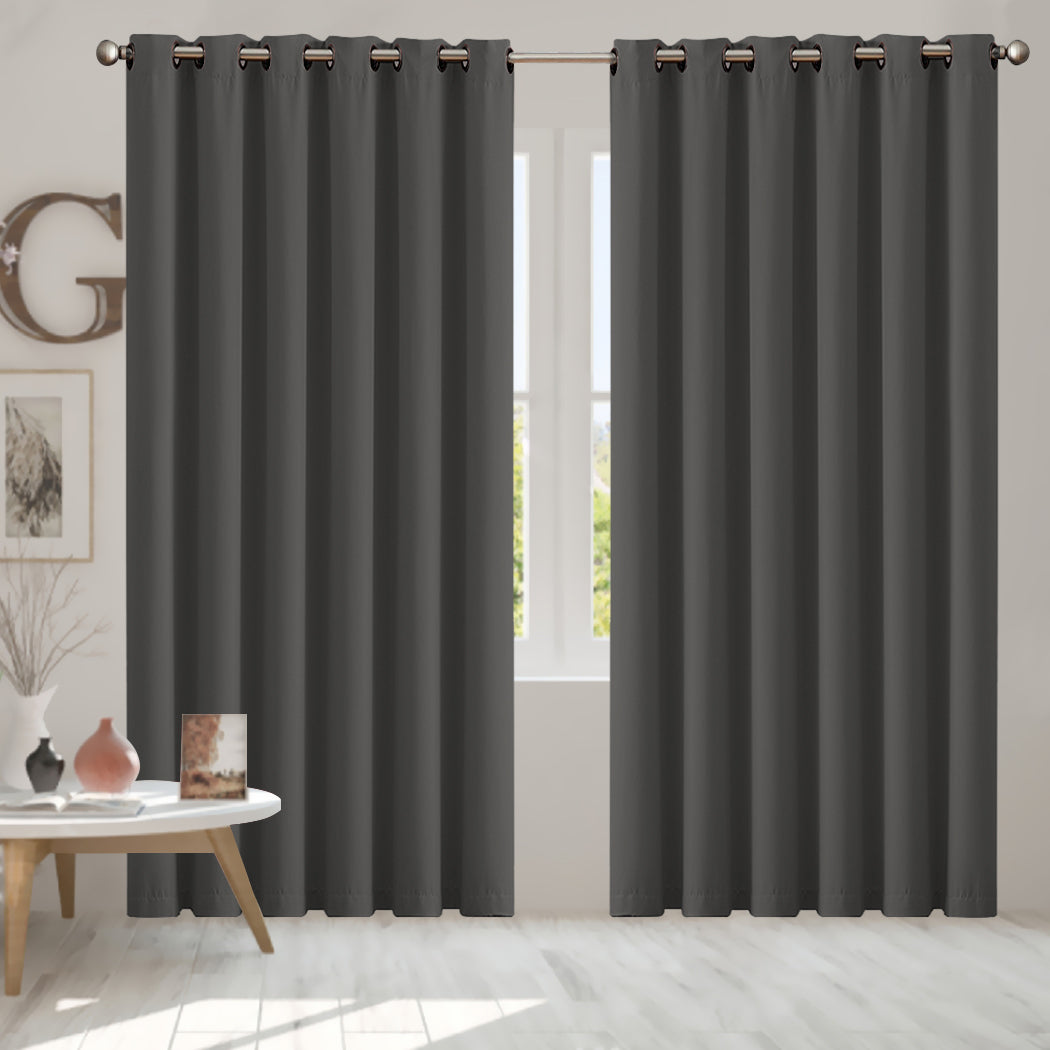 2x Blockout Curtains Panels 3 Layers Charcoal
