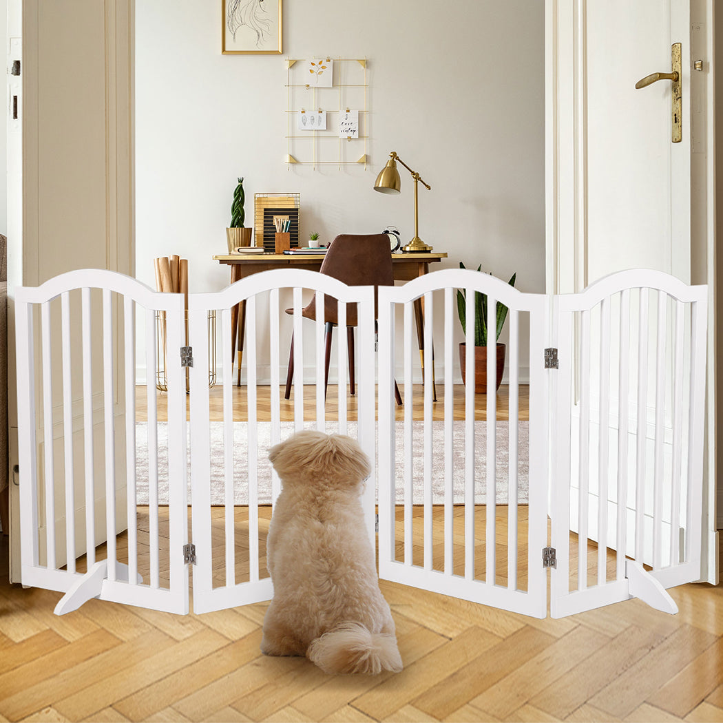 PaWz Wooden Pet Gate Dog Fence Safety White-1942352743779930119