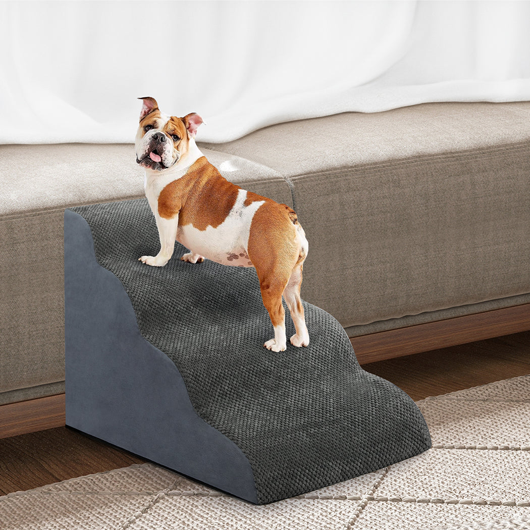 Pawz 4 Steps Pet Stairs Dog Ramp High Density Foam Grey-1942353718741700615