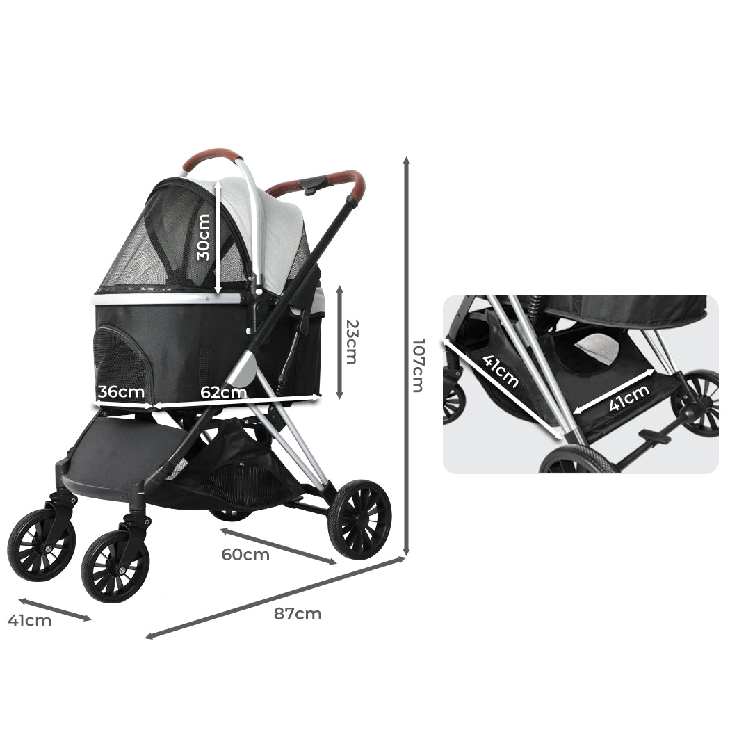 PaWz 4 Wheels Pet Stroller Dog Cat Pram-1942352822020476930