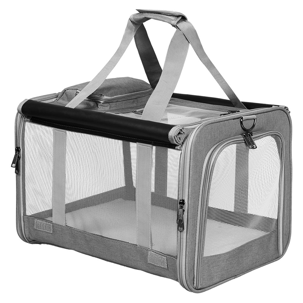 Pawz 3 in 1 Pet Soft Crate Dog Cat Carrier M Size Grey-1942353704179077120