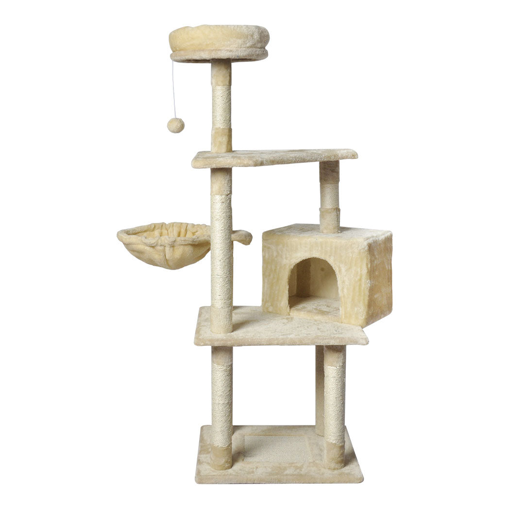 PaWz Cat Tree Toy Scratching Post Scratcher Beige-1942353259381526528