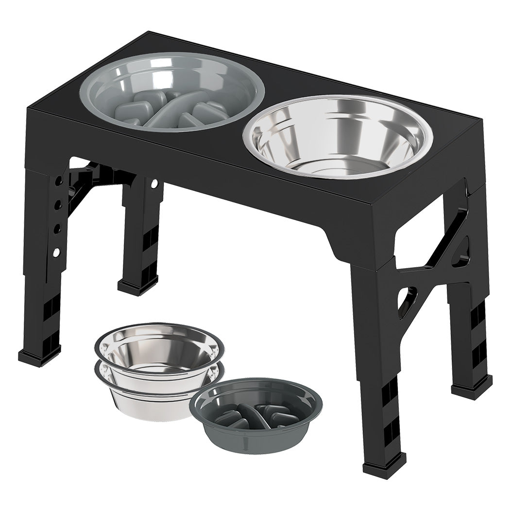 PaWz Elevated Dog Bowls 2 Stainless Steel Bowls and 1 Slow Feeder Bowl-1938089883646169088