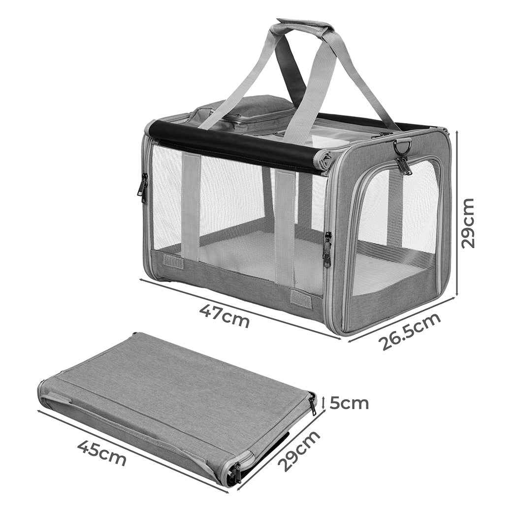 Pawz 3 in 1 Pet Soft Crate Dog Cat Carrier M Size Grey-1942353704179077122