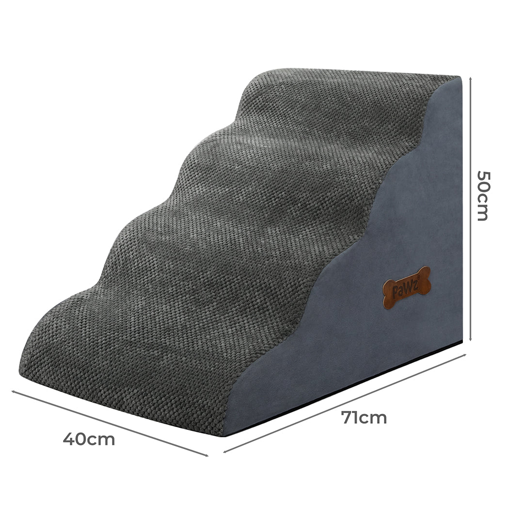 Pawz 4 Steps Pet Stairs Dog Ramp High Density Foam Grey-1942353718741700610