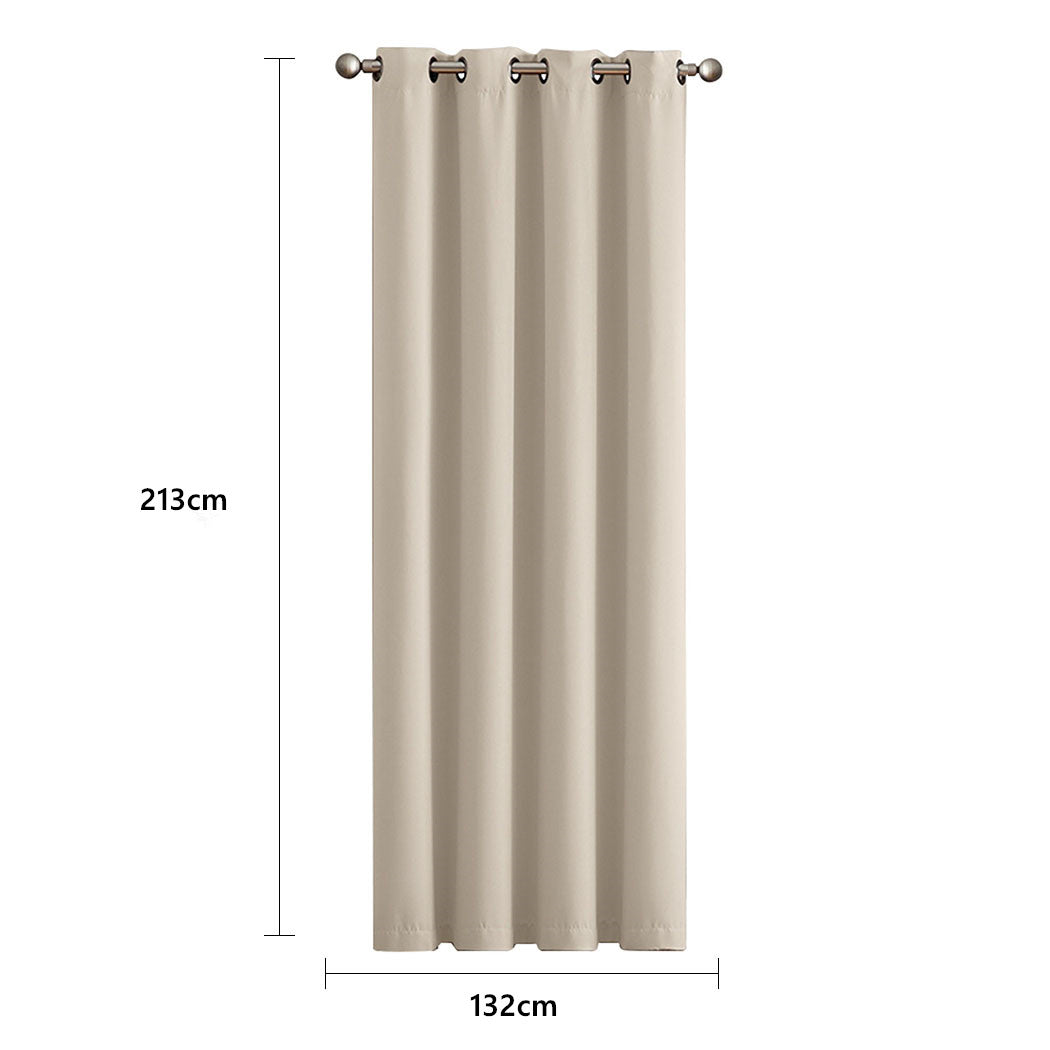 2x Blockout Curtains Panels 3 Layers Beige CD1003-132X213-GR
