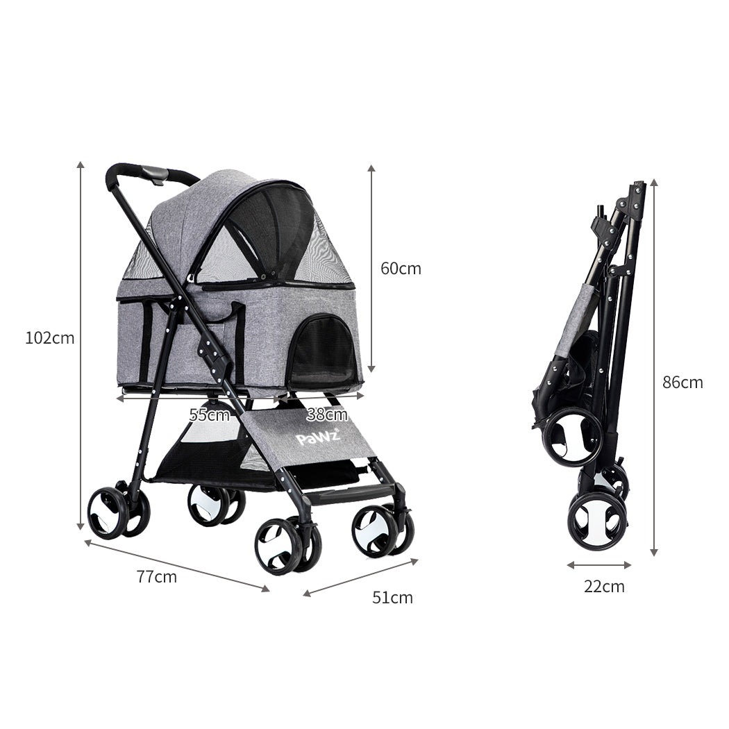PaWz Large Pet Stroller Dog Cat Travel Grey-1942352820820905986