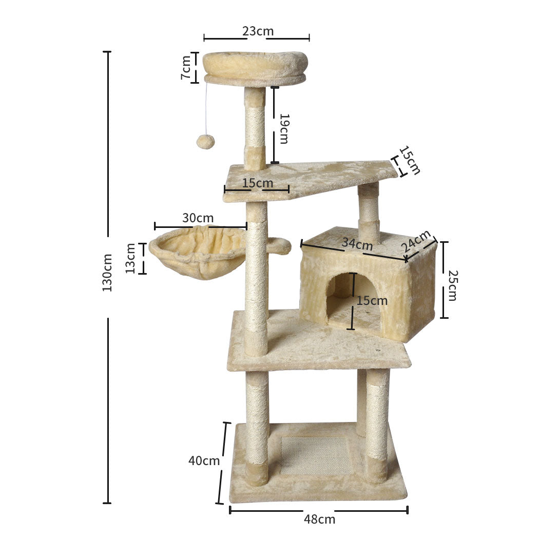 PaWz Cat Tree Toy Scratching Post Scratcher Beige-1942353259381526530