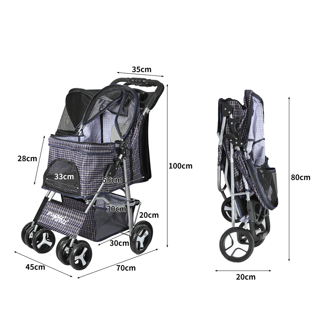 PaWz Large Pet Stroller Dog Cat Carrier Plaid-1942352820493750274