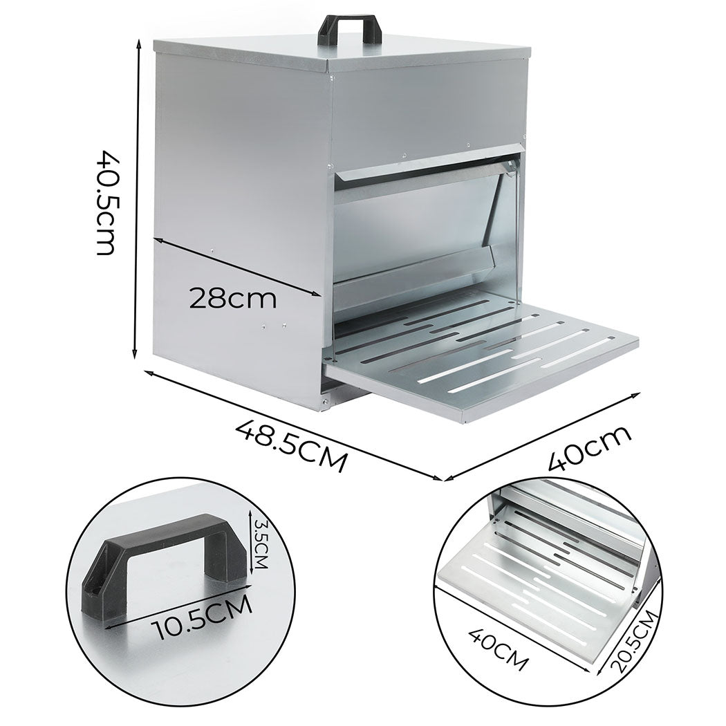 PaWz 10KG Auto Chicken Feeder Dispenser Galvanised Steel-1942353692590215170