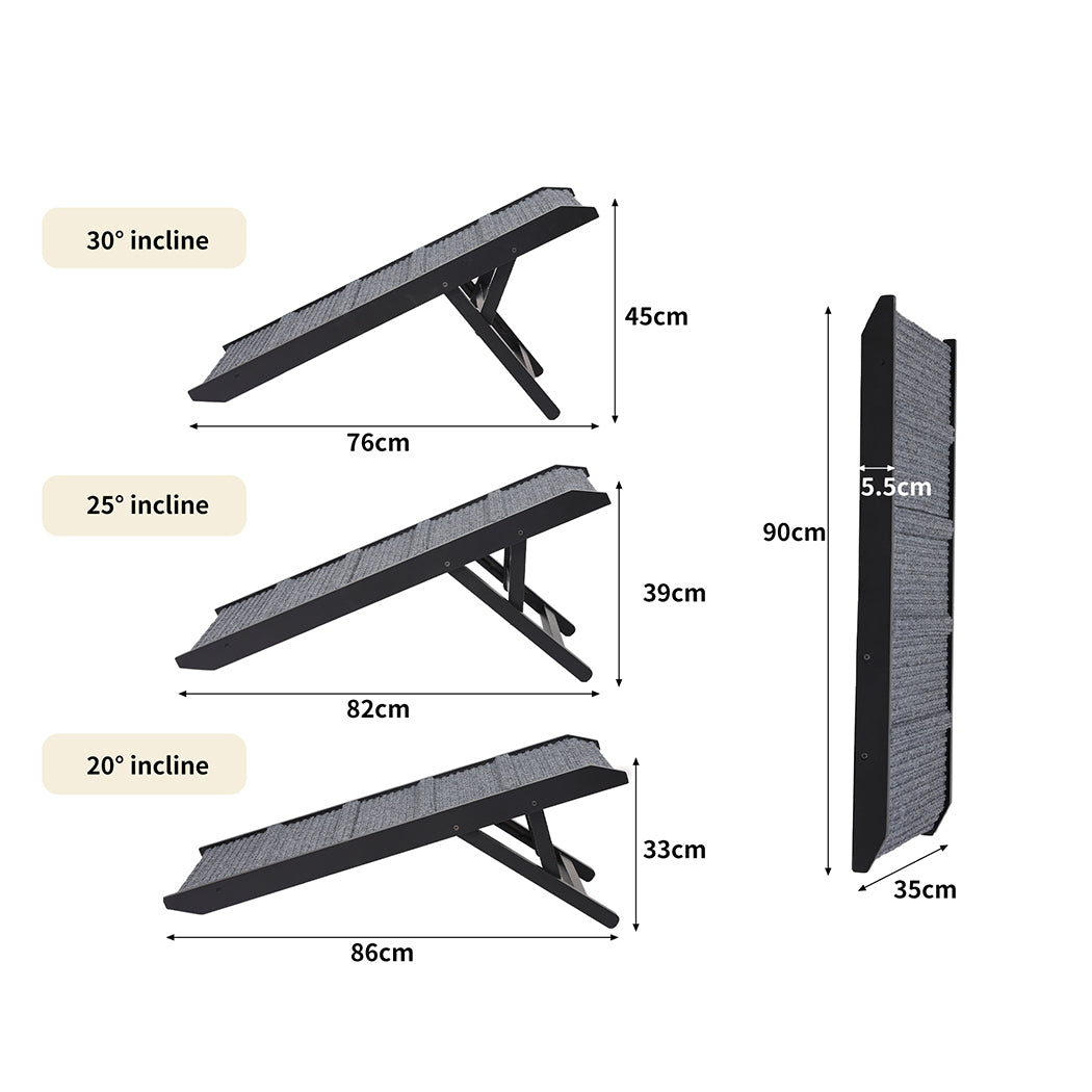 PaWz Adjustable Dog Ramp Height Stair Black-1942352743259836418