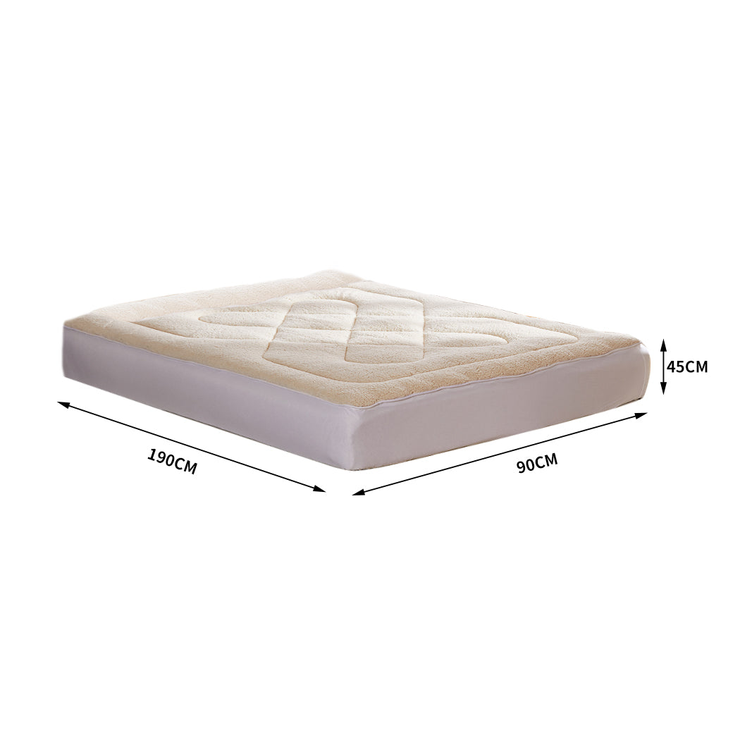 DreamZ Mattress Topper 100% Wool Underlay Single