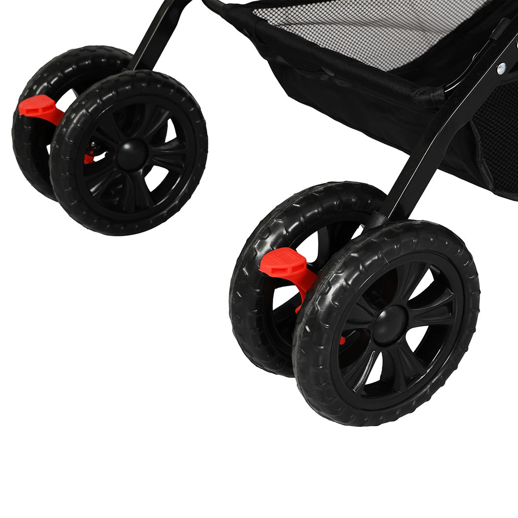 PaWz Pet Stroller Dog Cat Carrier Foldable Black-1942352821340999683