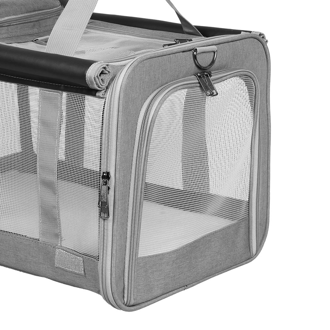 Pawz 3 in 1 Pet Soft Crate Dog Cat Carrier M Size Grey-1942353704179077124