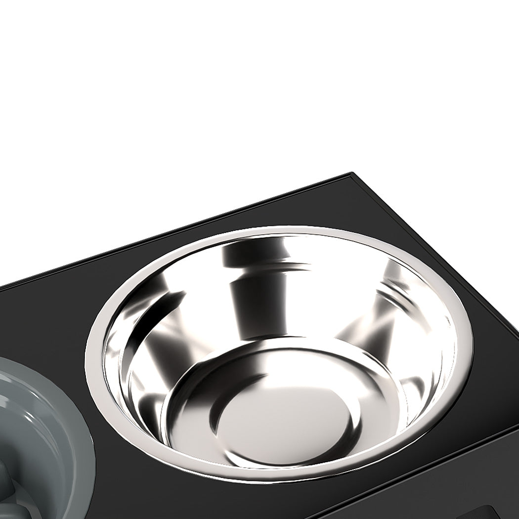 PaWz Elevated Dog Bowls 2 Stainless Steel Bowls and 1 Slow Feeder Bowl-1938089883646169092