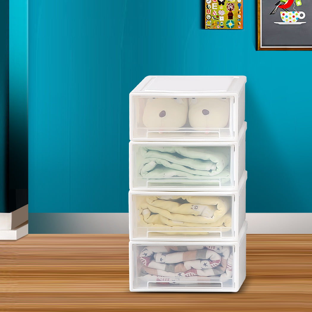 Plastic Storage Drawers Stackable Containers S 4PK Small