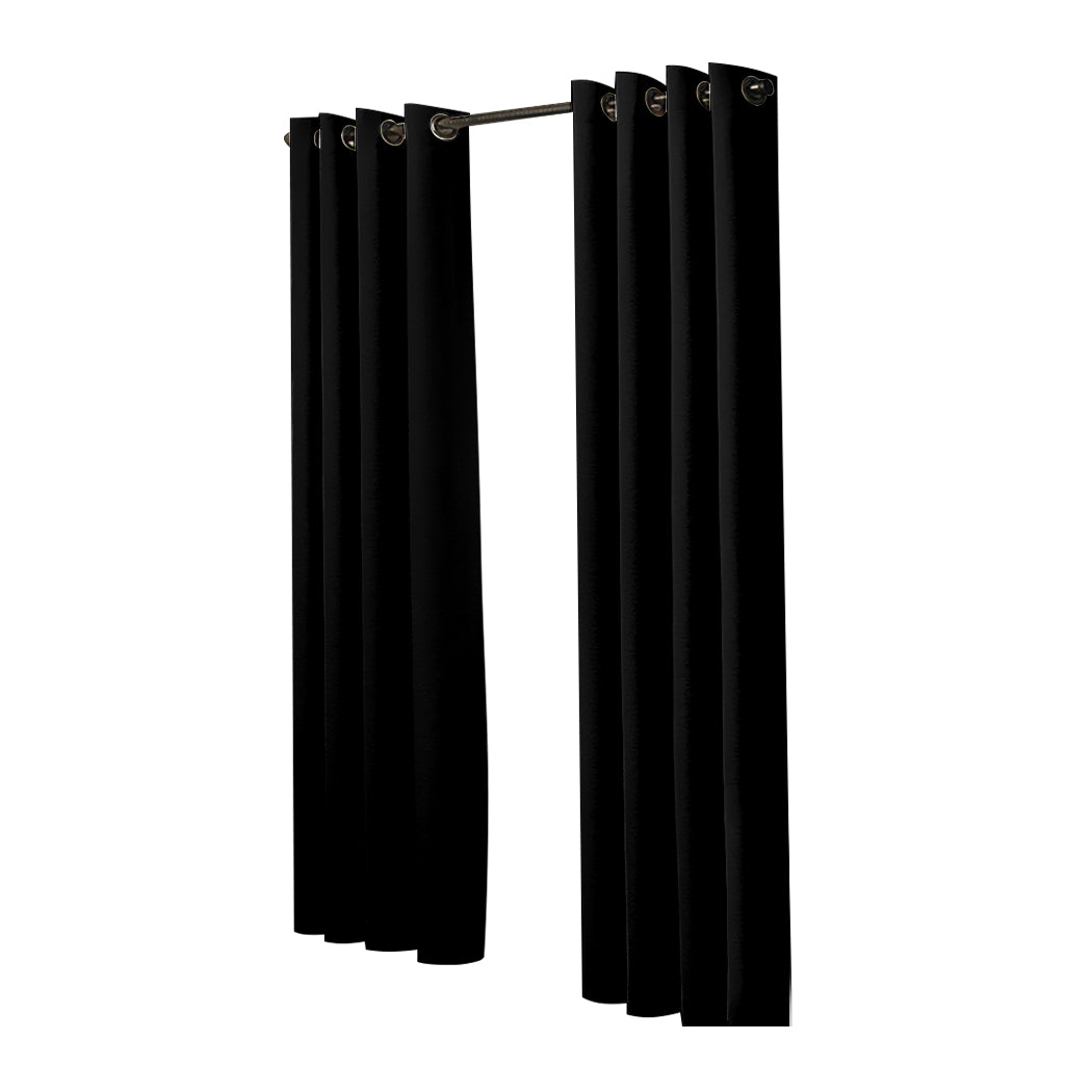 2x Blockout Curtains Panels 3 Layers Black