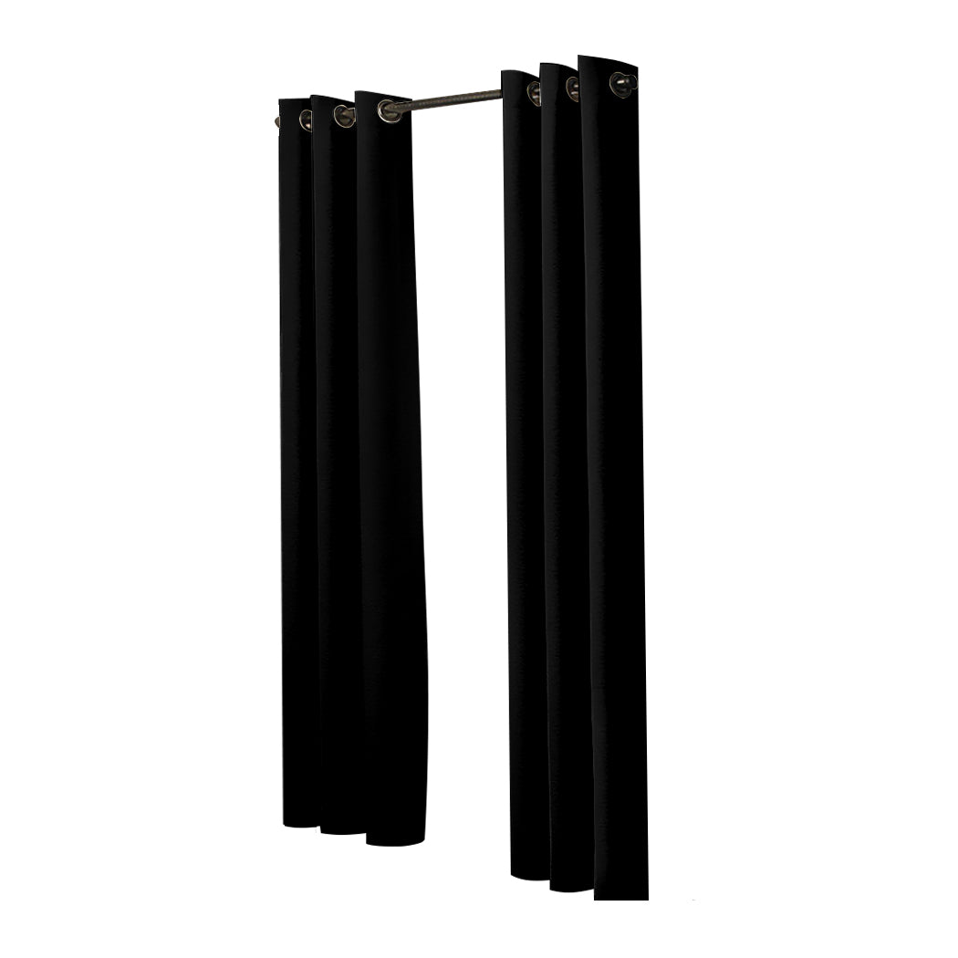 2x Blockout Curtains Panels 3 Layers Black