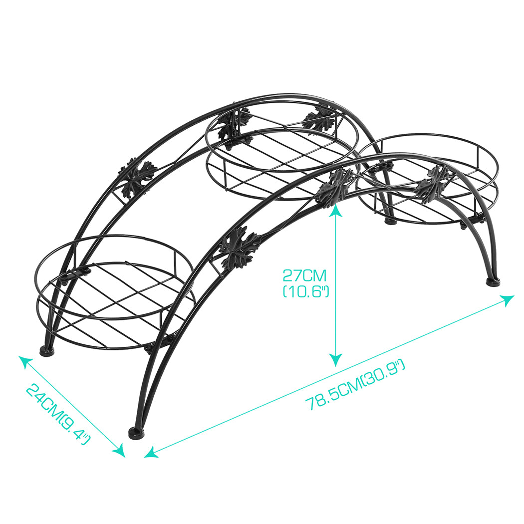 Levede Plant Stand Outdoor Indoor Metal Black