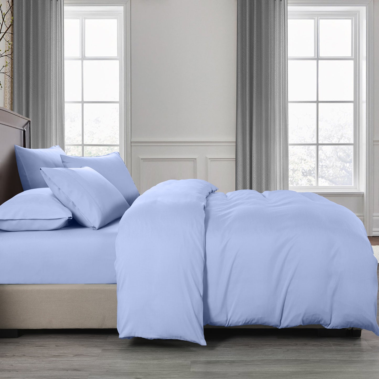 Royal Comfort Bamboo Cooling 2000TC Quilt Cover Set - Double-Light Blue