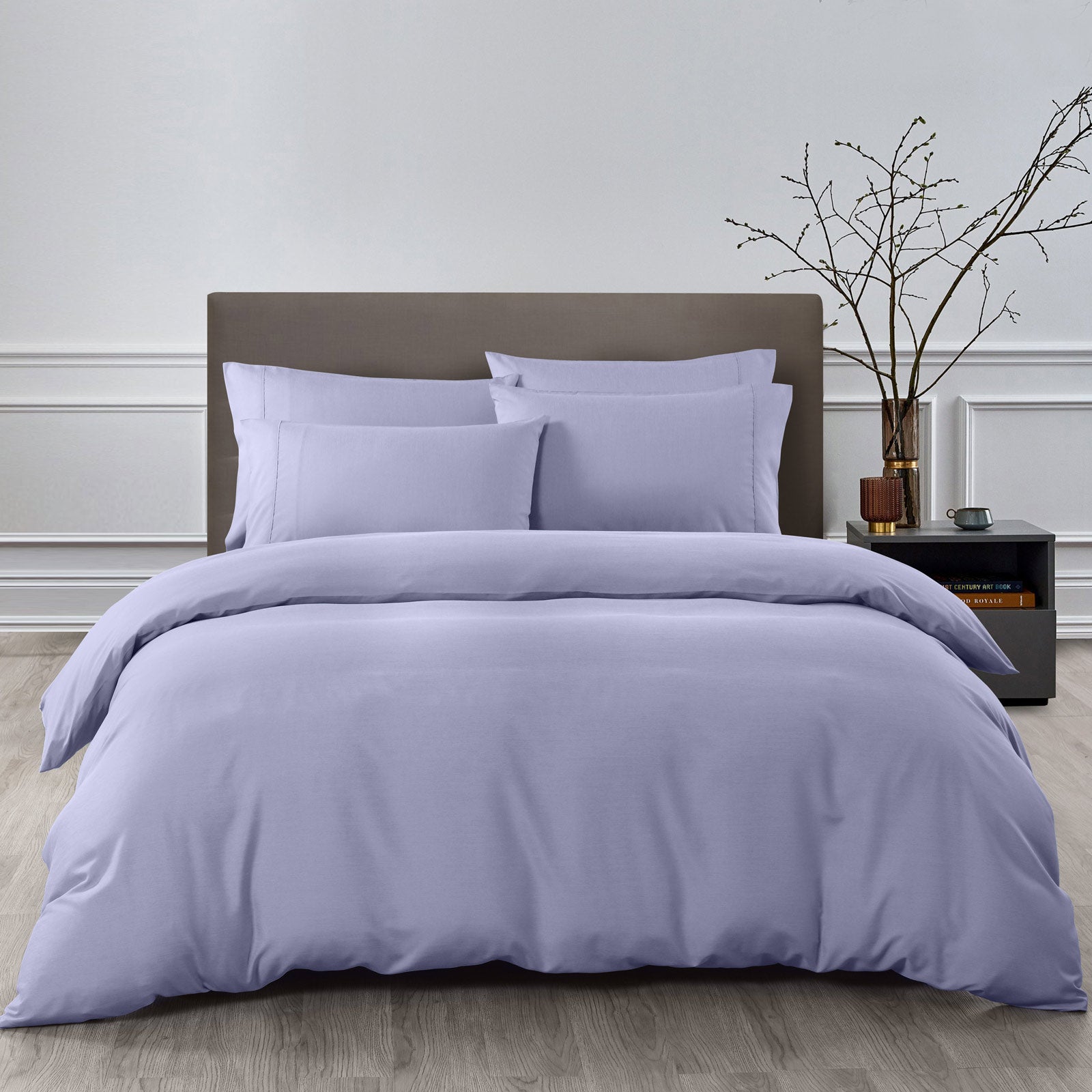 Royal Comfort Bamboo Cooling 2000TC Quilt Cover Set - Double-Lilac Grey