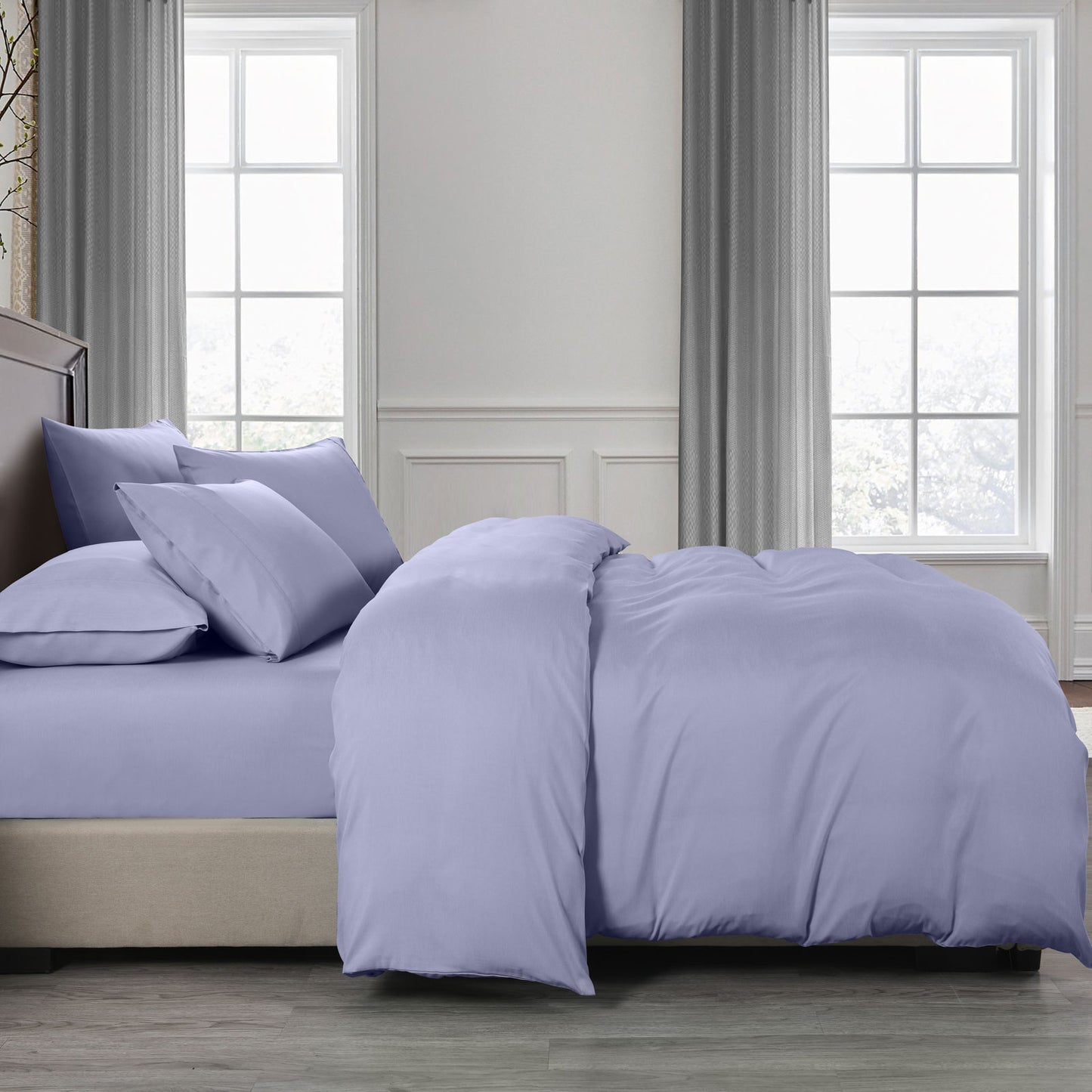 Royal Comfort Bamboo Cooling 2000TC Quilt Cover Set - Double-Lilac Grey