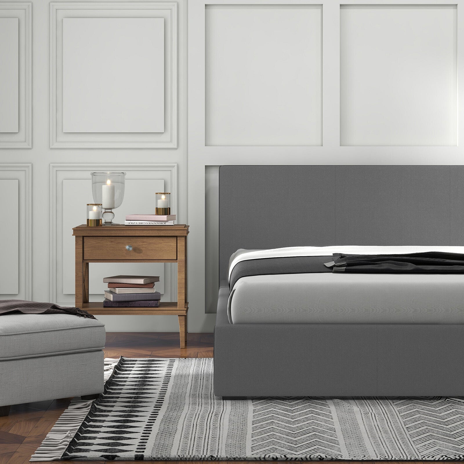 Milano Sienna Luxury Bed with Headboard (Model 2) - Grey No.28 - King