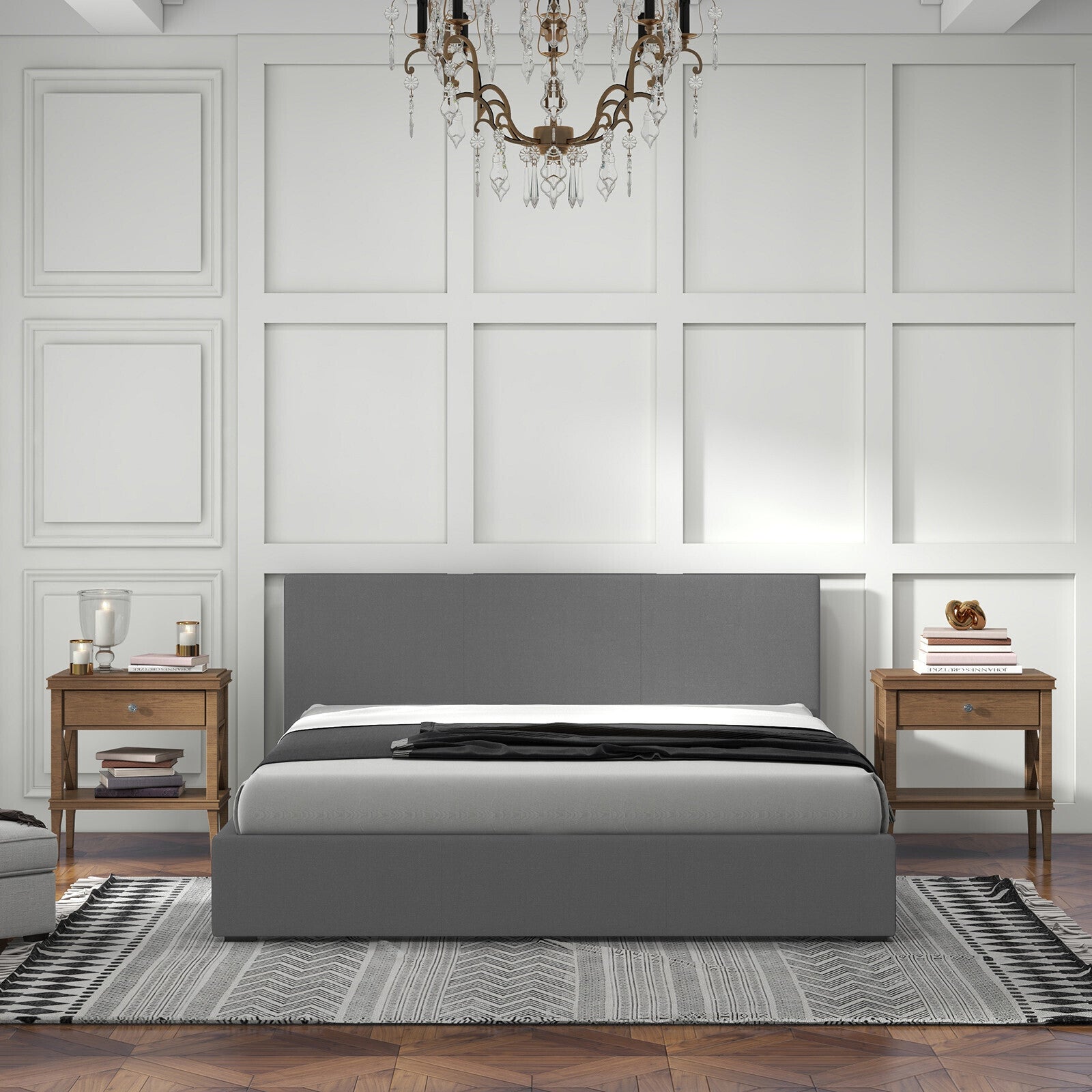 Milano Sienna Luxury Bed with Headboard (Model 2) - Grey No.28 - King