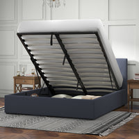 Milano Luxury Gas Lift Bed with Headboard (Model 1) - Charcoal No.35 - King Single