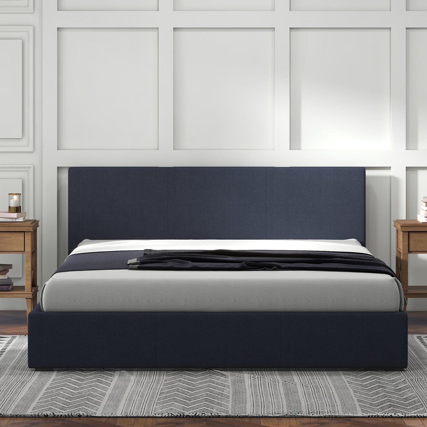 Milano Luxury Gas Lift Bed with Headboard (Model 1) - Charcoal No.35 - King Single